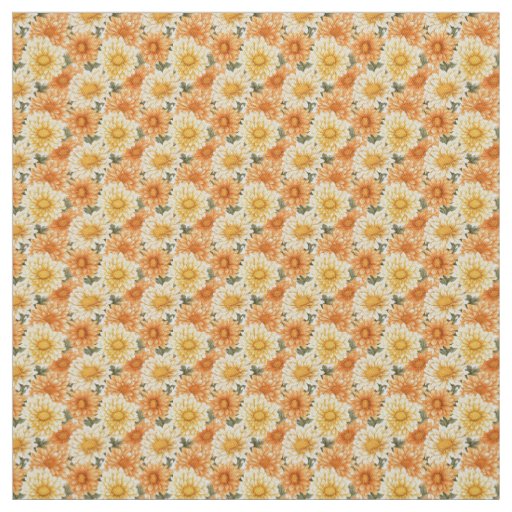 Golden Orange Chrysanthemum Autumn Garden Bloom Fabric