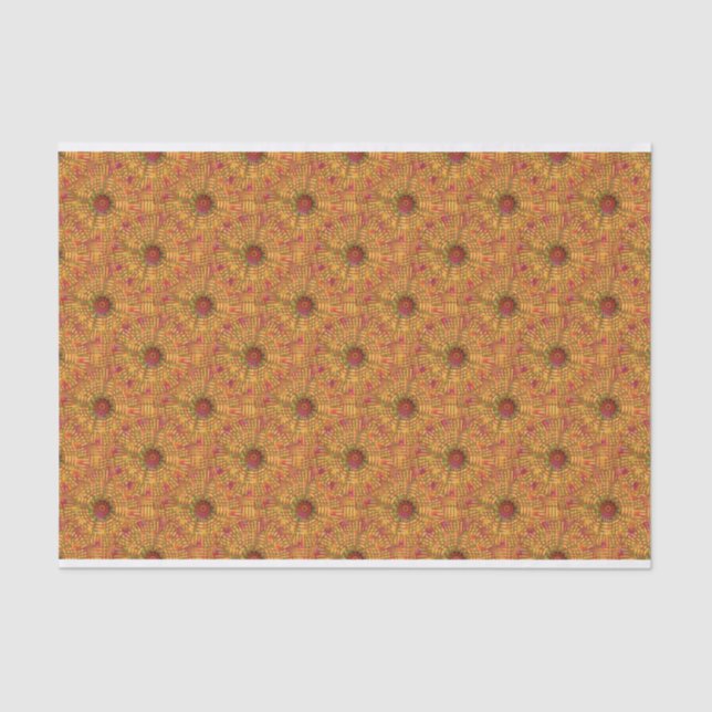 Golden Orange Circular Mosaic Pattern Tissue Paper (Front)