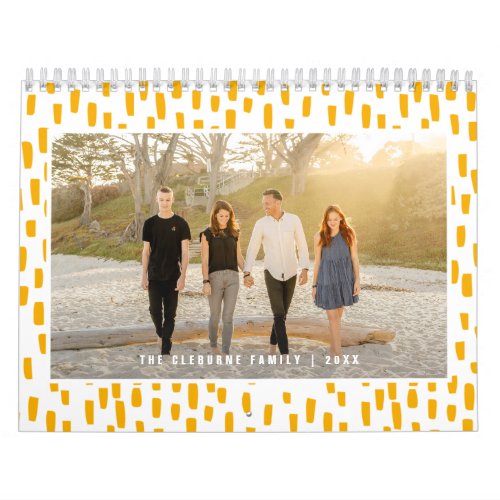 Golden Orange Dashing Dots Photo Frame Calendar