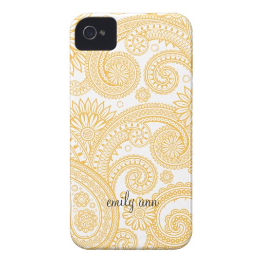 Golden Orange Elegant Paisley iPhone 4 CaseMate Case Zazzle