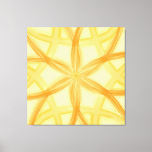 Golden Orange Floral Geometric Pattern Canvas Print