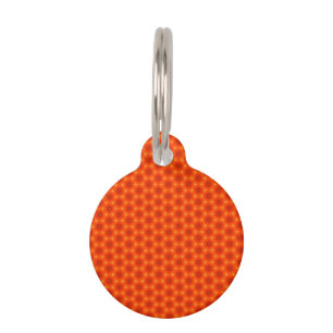 Golden Orange Honeycomb Hexagon Pattern Pet Name Tag