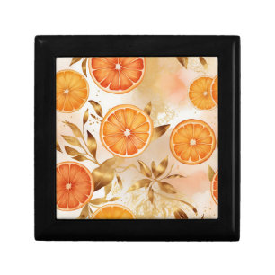 Golden Orange Slice Pattern Gift Box