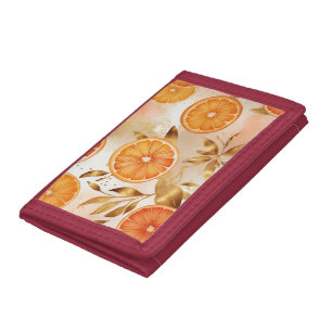 Golden Orange Slice Pattern Trifold Wallet