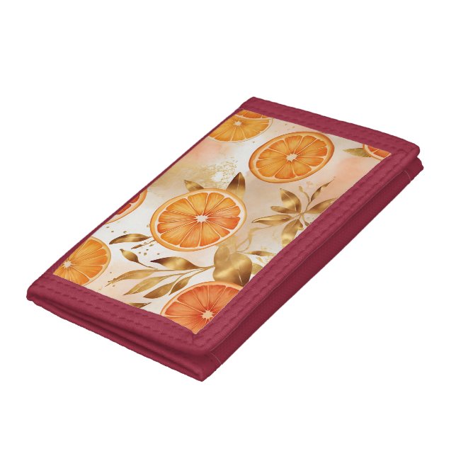 Golden Orange Slice Pattern Trifold Wallet (Bottom)