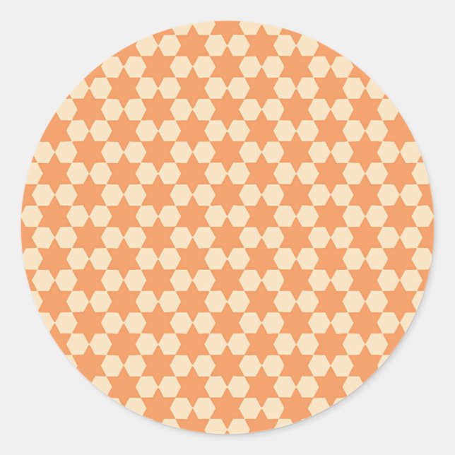 Golden/Orange Stars Pattern Classic Round Sticker (Front)