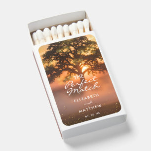 Golden Orange Sunset Fireflies Country Wedding Matchboxes