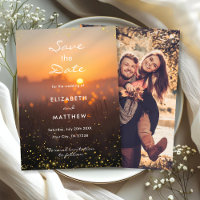 Golden Orange Sunset Fireflies Country Wedding
