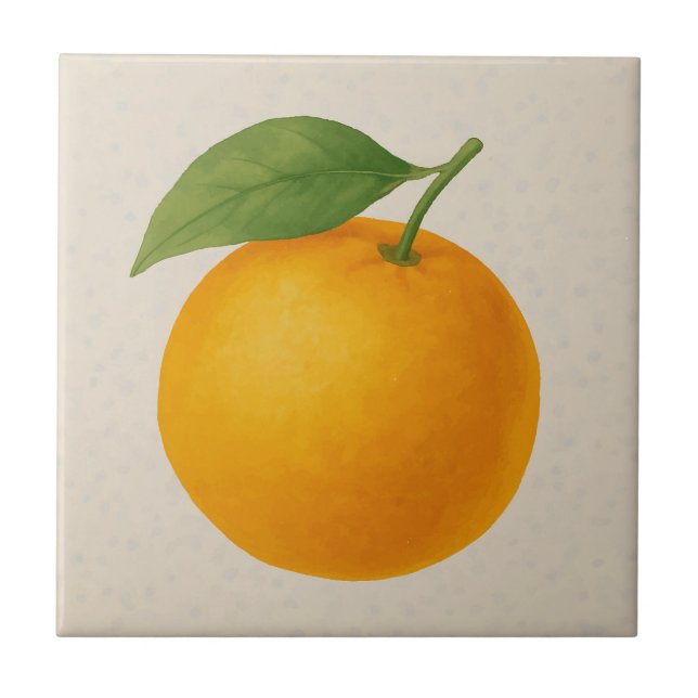 Golden Orange  – Watercolor Fruit  Ceramic Tile (Front)