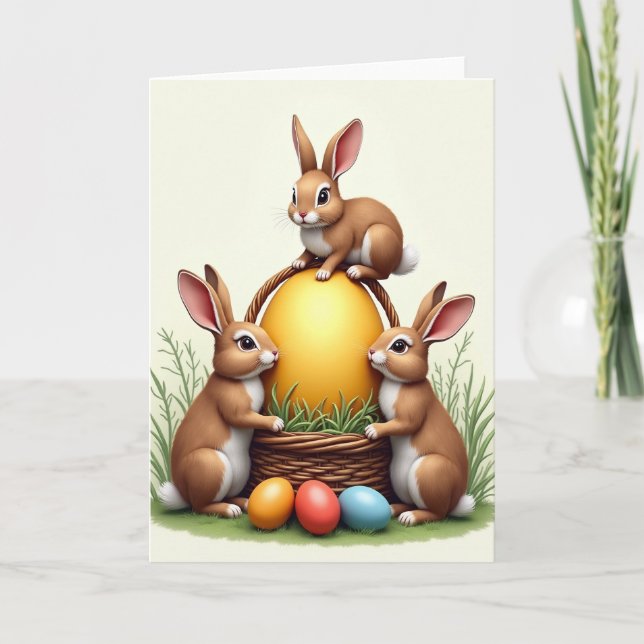 Golden Orb Bunny Friends Card (Front)