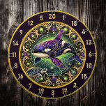 Golden Orca Turtle Lodge Wall Art Dart Board<br><div class="desc">Transform your man cave or fishing lodge into a haven of elegance and nature with this breathtaking artwork. Featuring a majestic orca and a vibrant sea turtle, this design is framed by intricate golden floral patterns and shimmering stars. The orca's sleek black and white body is beautifully detailed, while the...</div>