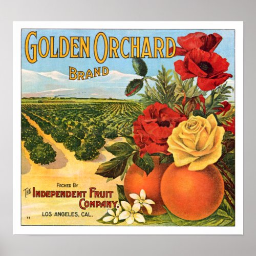 Golden Orchard Los Angeles Fruit Crate Label