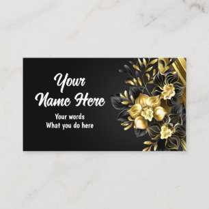 Golden Orchid on Black Background Business Card