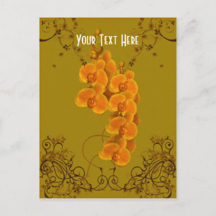Golden Orchids Floral Customizable Postcard