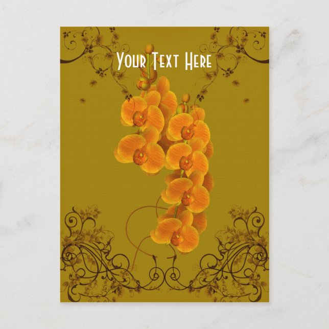 Golden Orchids Floral Customizable Postcard (Front)