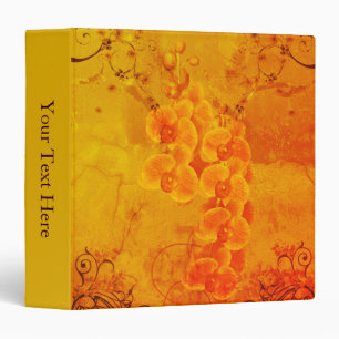 Golden Orchids Flower Art Personalized  3 Ring Binder