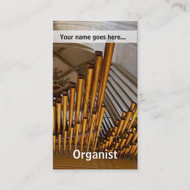 Golden organ pipes business card (Front)
