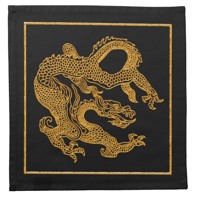 Golden oriental dragon 01 napkin (Front)