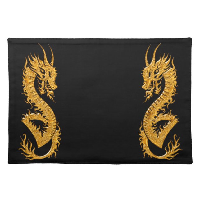 Golden oriental dragon 02 cloth placemat (Front)