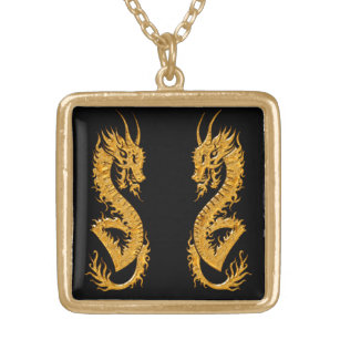 Golden oriental dragon 02 gold plated necklace