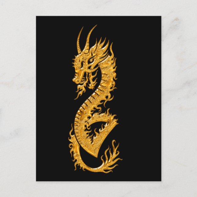 Golden oriental dragon 02 postcard (Front)