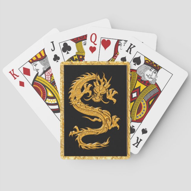 Golden oriental dragon 04 poker cards (Back)