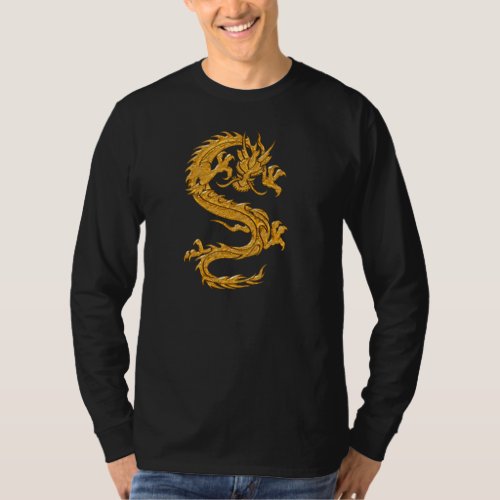 Golden oriental dragon 04 T_Shirt