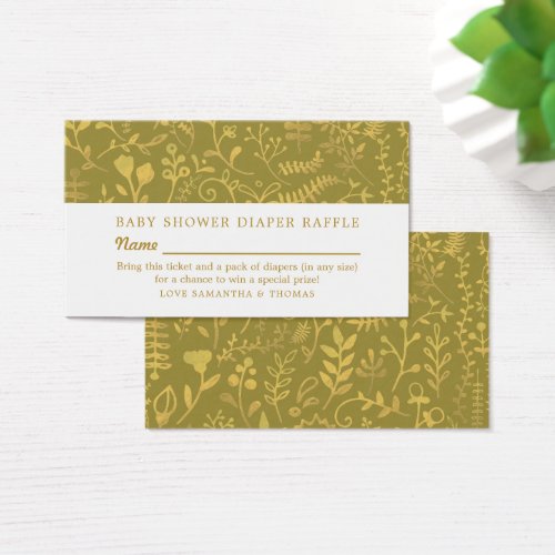 Golden Oriental Floral Diaper Raffle Ticket