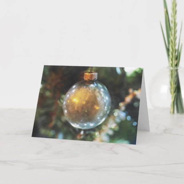 Golden Ornament, 7" x 5" Folded Holiday Card (Front)