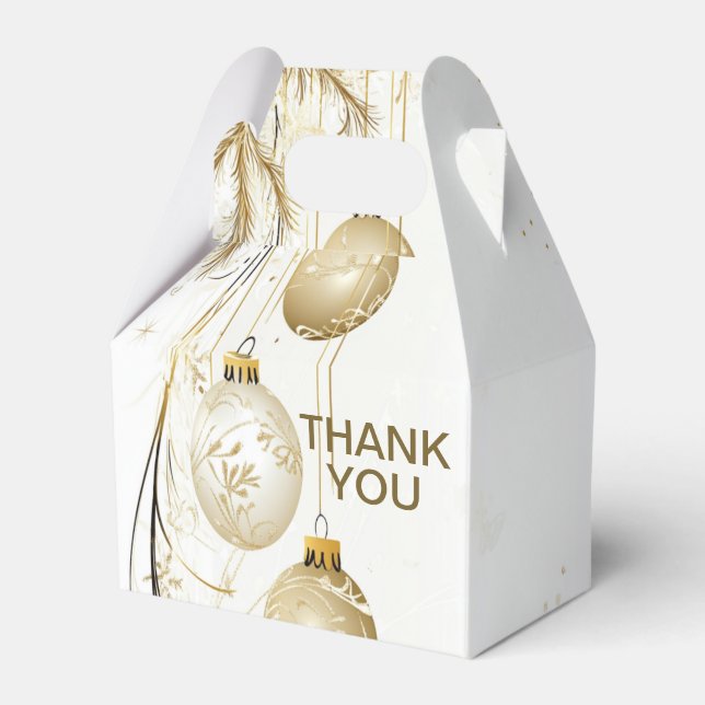 Golden Ornament Christmas Holiday Party Elegant Favor Boxes (Front Side)