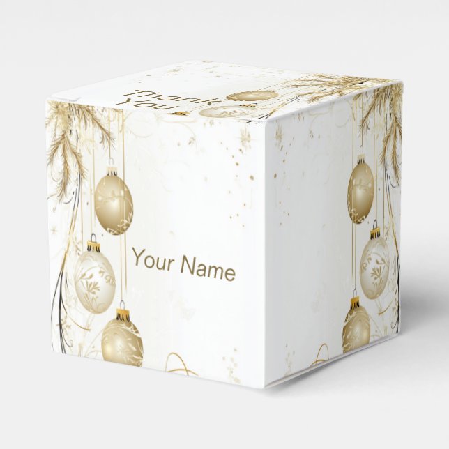 Golden Ornament Christmas Holiday Party Elegant Favor Boxes (Front Side)