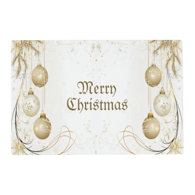 Golden Ornament Christmas Holiday Party Elegant Placemat (Front)