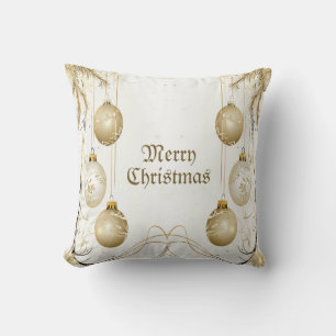 Golden Ornament Christmas Holiday Party Elegant Throw Pillow