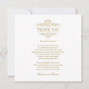 Golden ornament white chic modern  thank you card