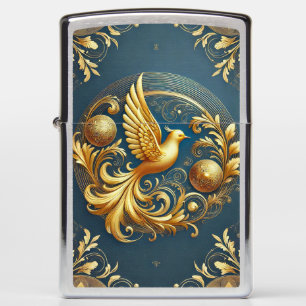 Golden Ornament with Bird Motif Zippo Lighter