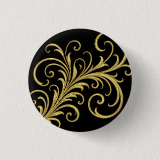 Golden Ornamental Calligraphy Flourish Button