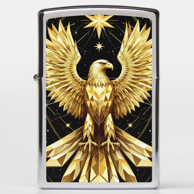 Golden Ornamental Eagle Zippo Lighter (Front)