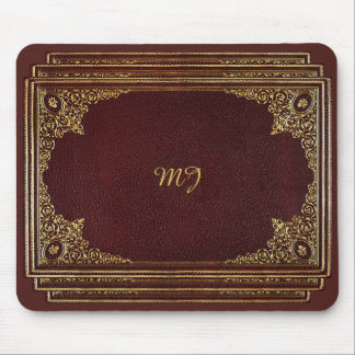 Golden Ornamental on Brown with Initials Mouse Pad