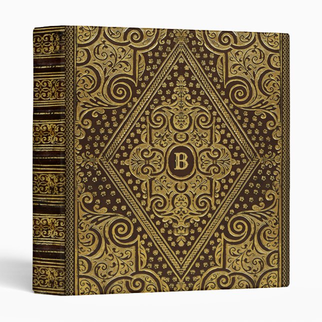 Golden Ornamental w/out Monogram 3 Ring Binder (Front/Spine)