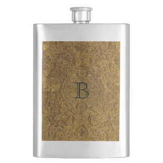 Golden Ornamental with Initial Hip Flask