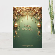 Golden Ornaments Festive Green Holiday