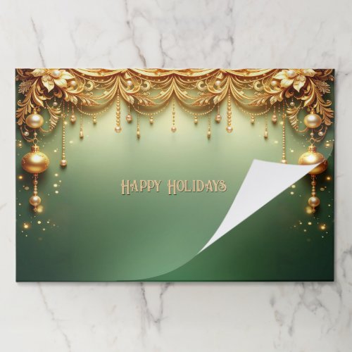 Golden Ornaments Holiday Tearaway Placemat