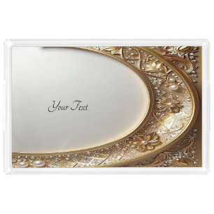 Golden Ornate Acrylic Vanity Tray