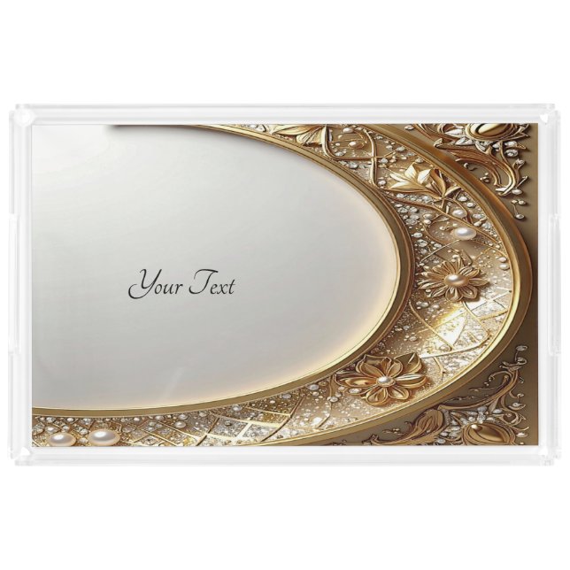 Golden Ornate Acrylic Vanity Tray (Front)