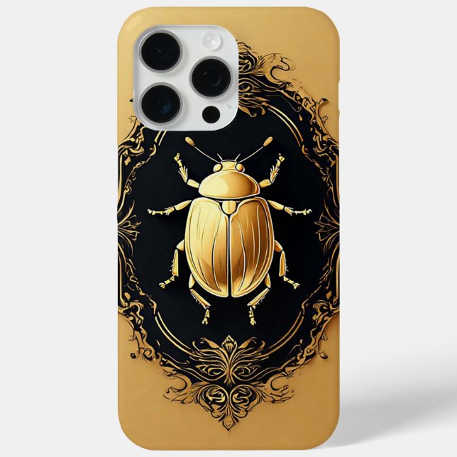 Golden Ornate Beetle on Decorative Background Case-Mate iPhone Case (Back)