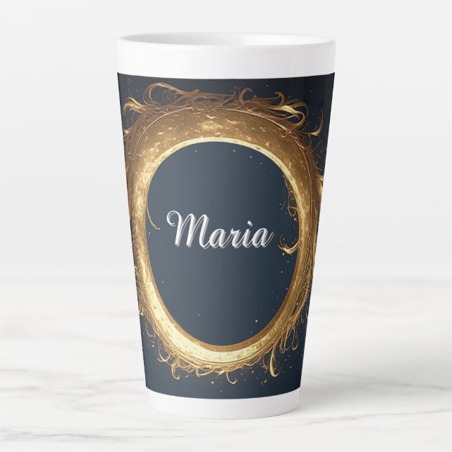Golden Ornate Circular Ring Latte Mug (Front)