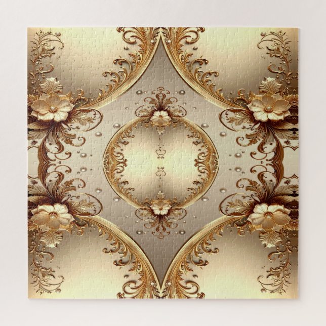 Golden Ornate Floral Jigsaw Puzzle (Vertical)
