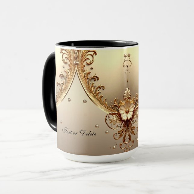 Golden Ornate Floral Mug (Front Left)