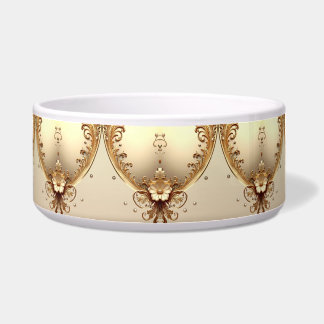 Golden Ornate Floral Pet Bowl