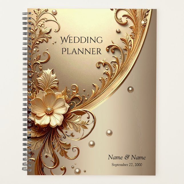 Golden Ornate Floral Planner (Front)